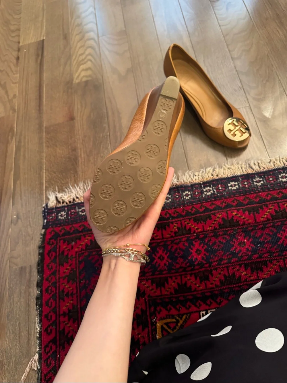 Tory Burch Tan Leather open toe wedge heel